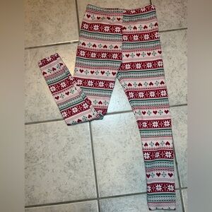 Christmas Holiday Patterned Kids Leggings Fleece Lined